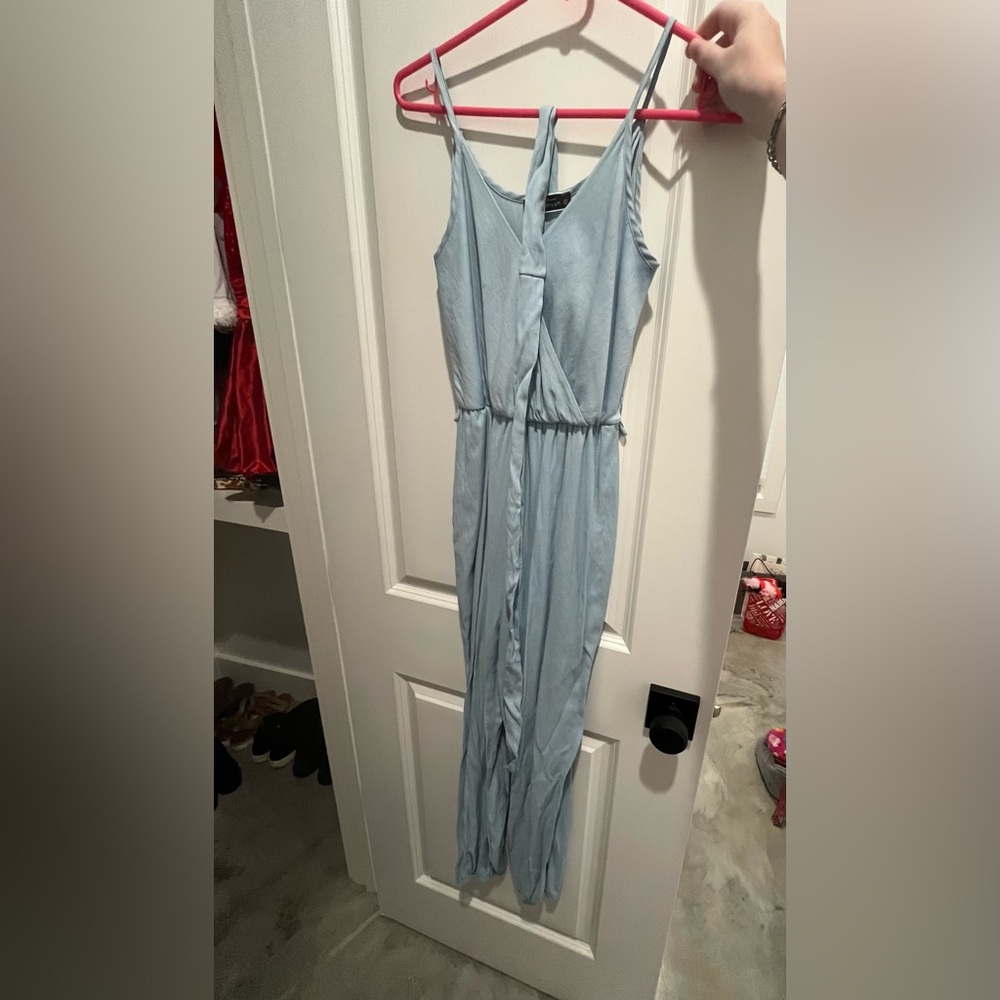 blue jumpsuit